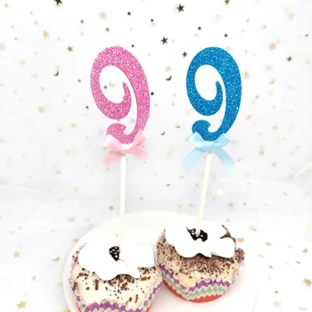 

Number 9 Cupcake Toppers The 9th Brithday Nine Years Old Cake Topper Pink Blue Crown Star Heart Girls Boys Kids Cake Decorating
