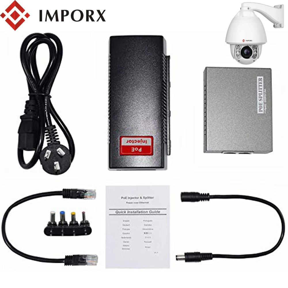 

IMPORX POE Injector and POE Splitter Set For Auto Tracking PTZ IP Camera and Other High Power Consumption CCTV Security Camera