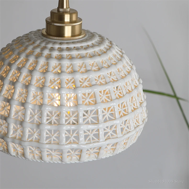Pingente de Cerâmica Luminária para Hoem Moderno Luzes Quarto Lâmpada Sala Estar Decoração Pendurado Lustre Iluminação Led 2 Luzes de pendentes