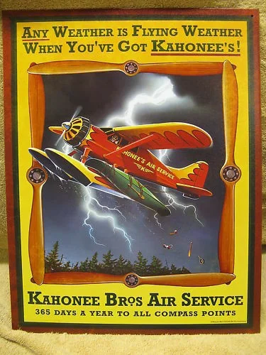Kahonee Air Service Оловянная металлическая табличка самолет новый Летающий | Дом и сад