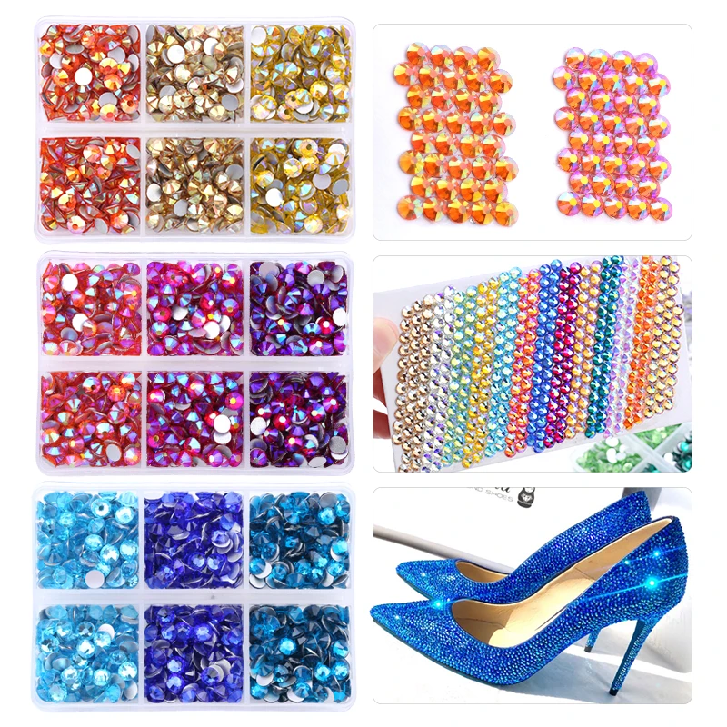 크리스탈 стразnon Non Hotfix Rhinestones 유리 Strass 장식 바느질 및 패브릭 라인 석 손톱 DIY
