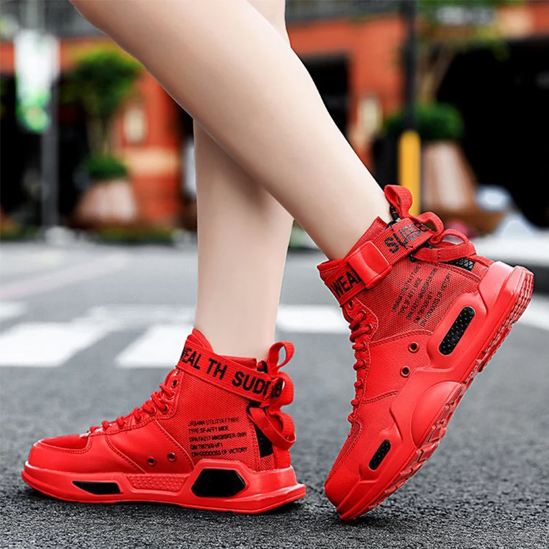 Large Size 46 Woman Breathable High Top Black White Mesh boots Shoes Lovers PU Soft Casual Shoes Chunky Sneakers Fashion Women