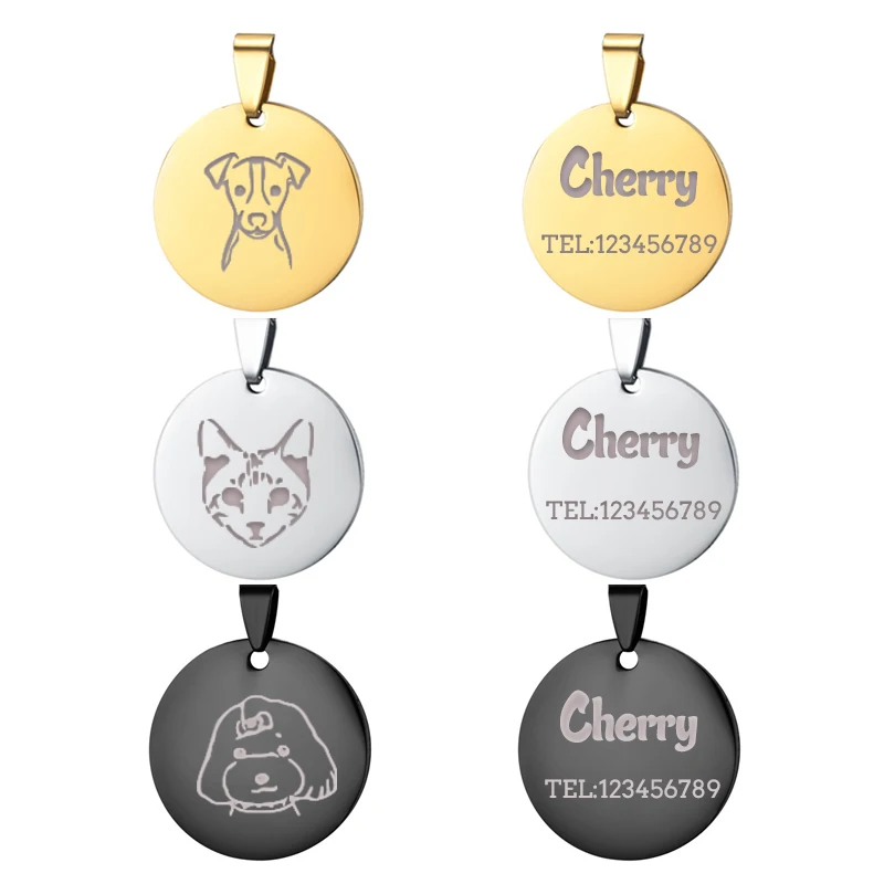 Grabado por encargo perro gato etiqueta Anti-perdido Pet ID etiqueta 2021 diseño Nombre del número de teléfono de perro cachorro Collar suministros