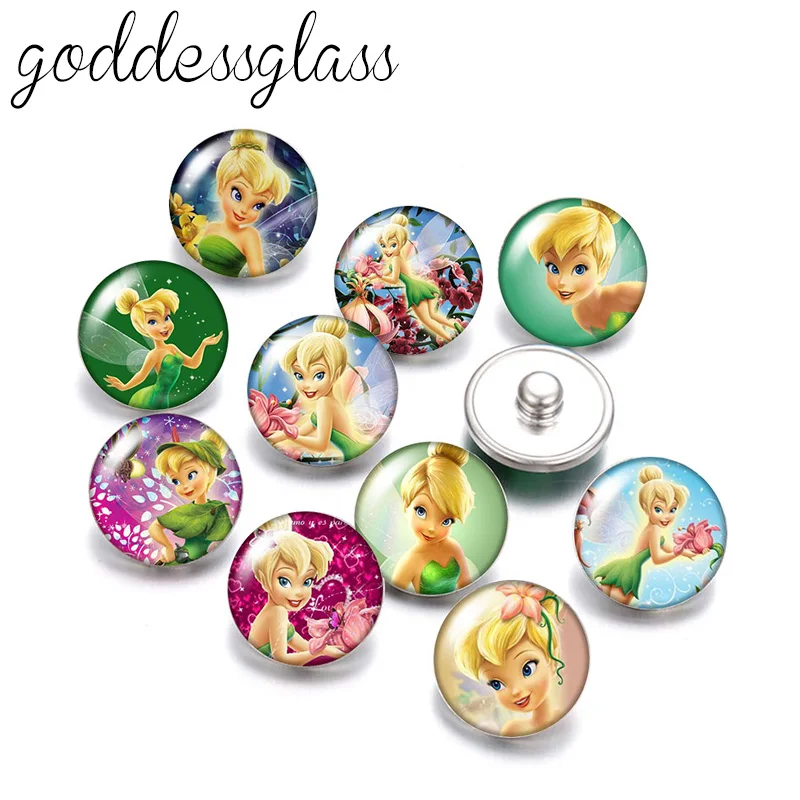Disney Princess Tinker Bell Wings 10pcs Round photo 18mm snap buttons for necklace DIY jewelry | Украшения и аксессуары