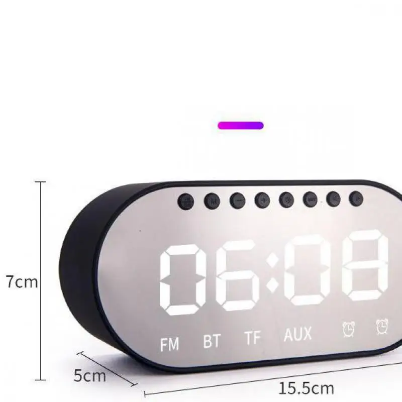 Smart Clock Radio Card Mirror Bluetooth Wireless Audio Desktop Portable Outdoor Small Speaker Alarm Clock
