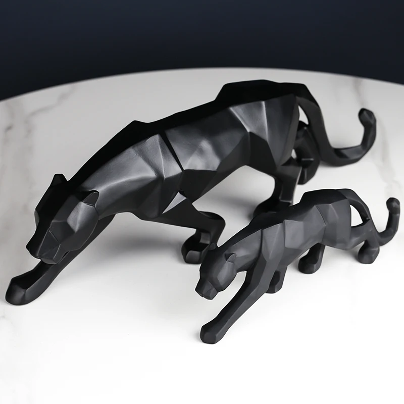 Black panther animal statue Resin abstract Geometric Style Decor Crafts Modern home livingroom office desktop Sculpture Ornament Ornament Crafts Resin Ornaments Resin Crafts Resin Crafts Accessories