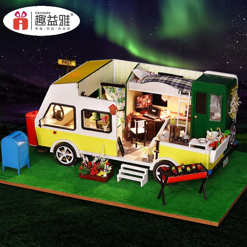 

DIY Hut Handmade Creative for Making Casual Holiday Small House Model Assembled Toy Car Model Gift
