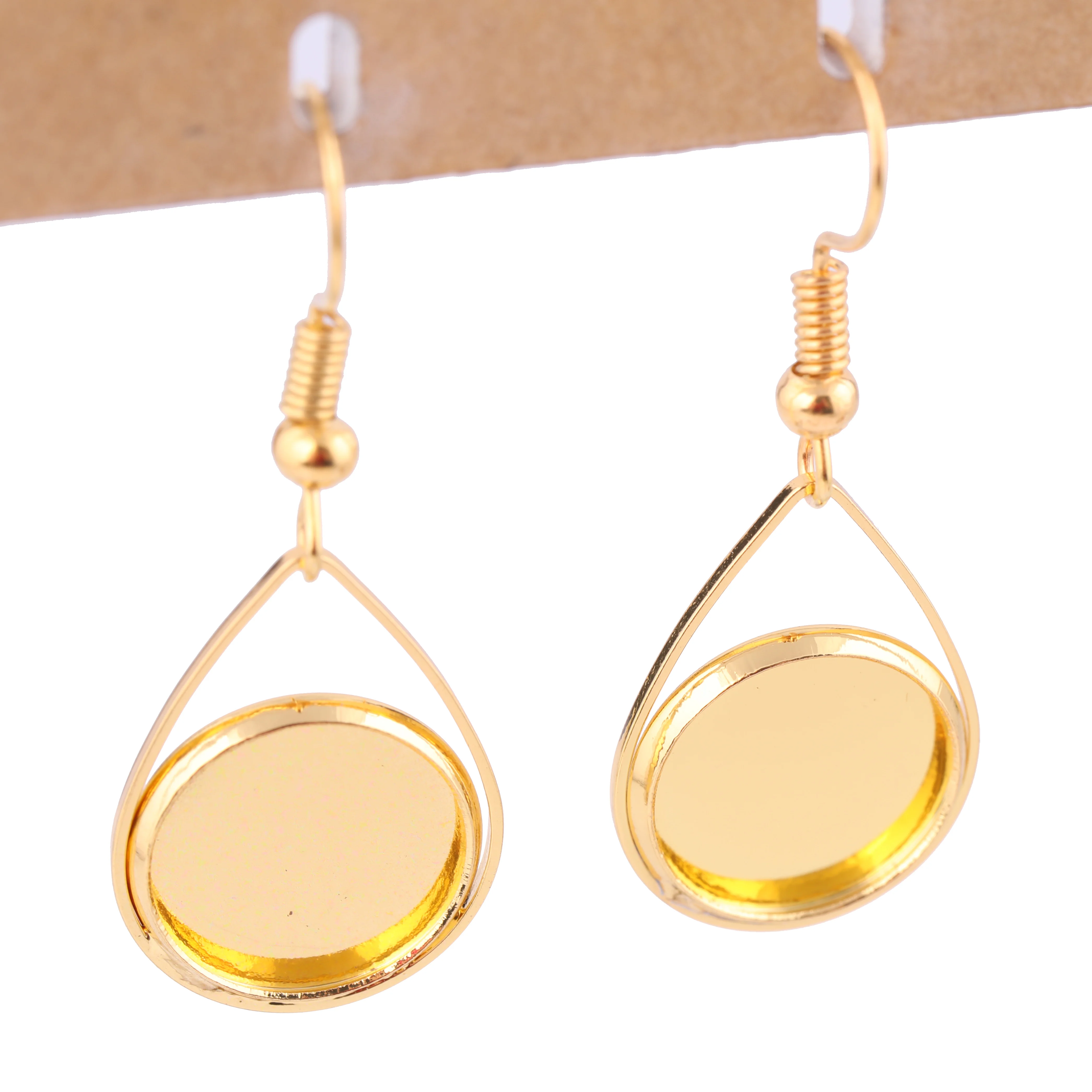 

onwear 20pcs gold plated cabochon 12mm base settings diy bezel blanks for earrings making supplies