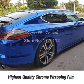 

Highest quality dark blue chrome wrapping film Chrome Blue Vinyl Sheet Bubble Free 5ft X 59ft/Roll low initial tack adhesive