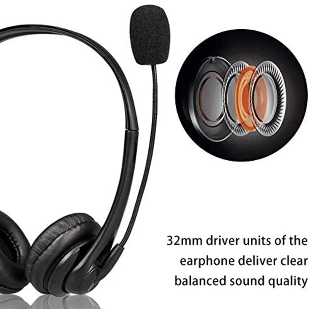 USB Headset with Microphone USB Wired Stereo PC Headphone with Microphone Noise Cancelling Audio Controls for Call Center