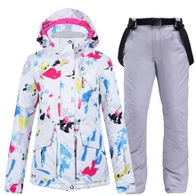 Новинка, женский лыжный костюм, куртка для сноуборда, брюки, ветрозащитная, водонепроницаемая, с капюшоном, Супер теплая, для улицы, спортивная одежда, женский зимний костюм с капюшоном, комплект