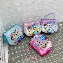 Disney Sofia frozen princess laser cartoon beaded bag girl messenger bag little girl shoulder bag handbag baby mini cute purses