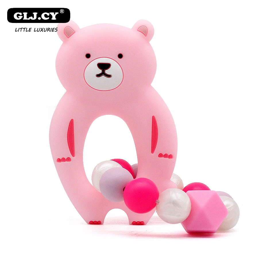 

1PC Baby Silicone Teether Animal Bear Bracelet Teeth Rubber Rodent Teeth Gum Children Toys Tooth Beads Gift Baby Toys