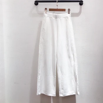 

Women Wide Leg Pants New Female High Elastic Waist Long Solid Casual Loose Trousers High Quality Cotton Pants