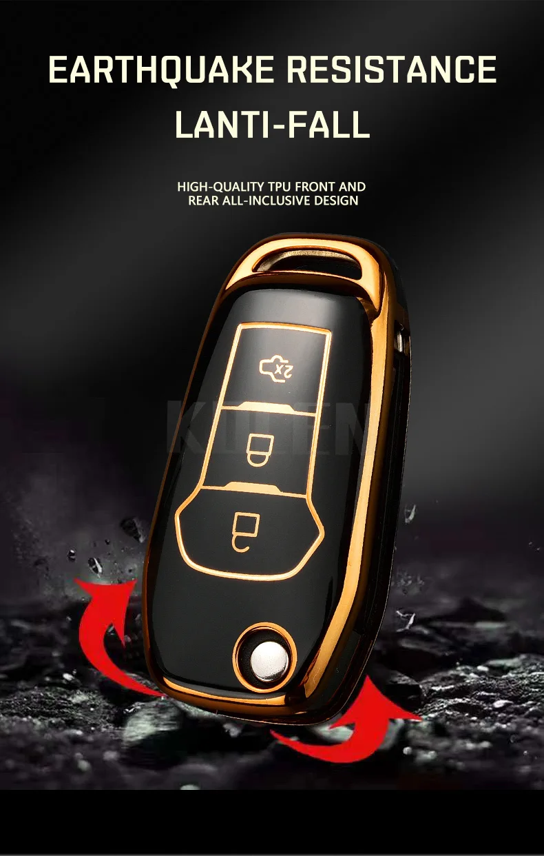 TPU Car Remote Key Case Cover Shell per Ford Fusion Fiesta Mondeo Ecosport Kuga Escort Everest Ranger F150 accessori senza chiave -