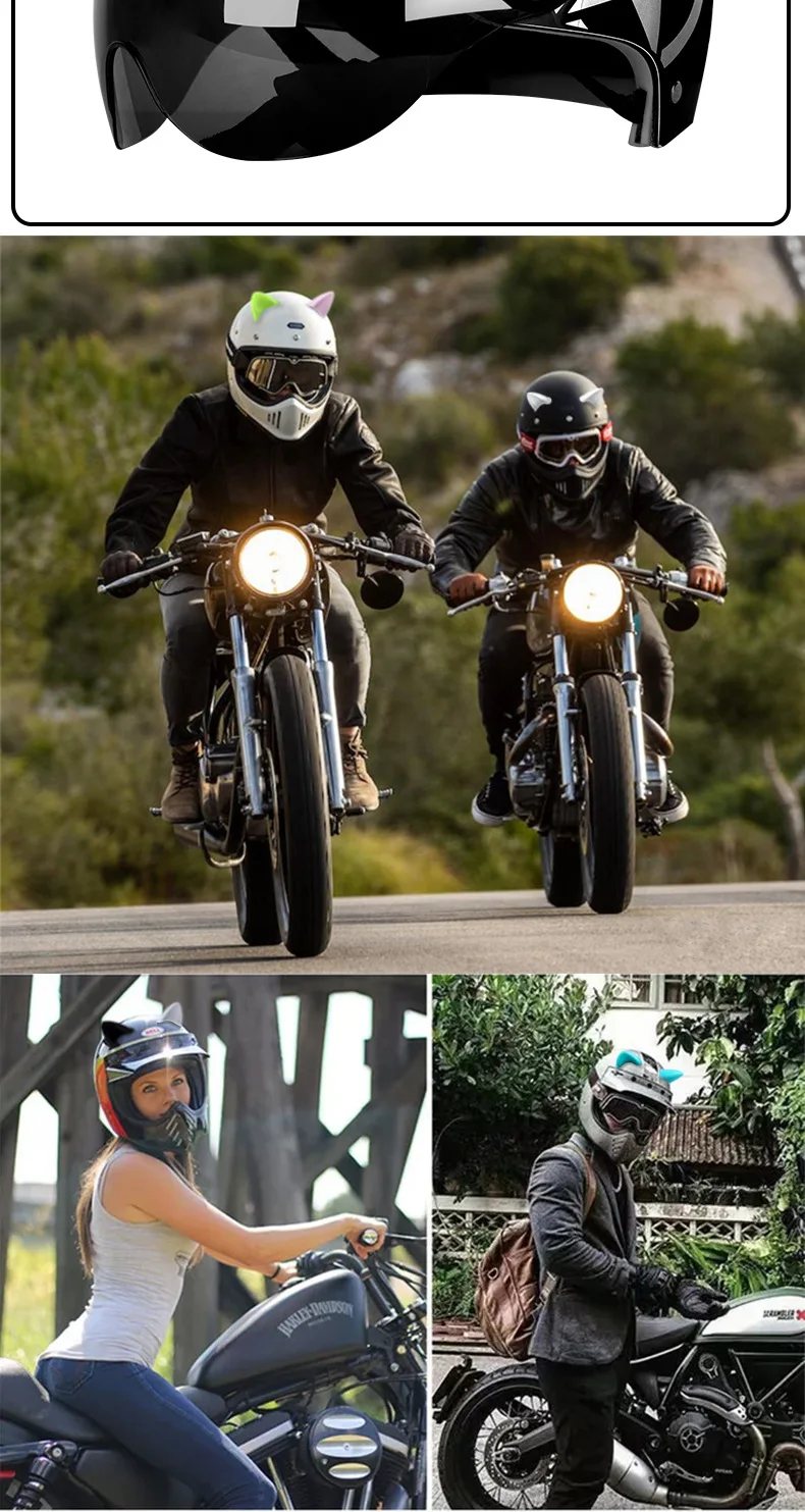 1 pcs Car motorcycle bike helmet cat beautiful ear decoration off-road motorcycle face full off-road helmet Car devil horns moto