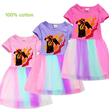 

Toddler Kid Girl Princess Dress Lace Tulle Wedding Birthday Party Dresses Elegant Children Clothing Minecrafting Cosplay Costume