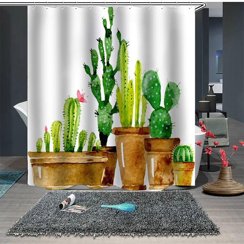 

Thickened Waterproof and Mould Proof Polyester Bathroom Curtain Personalized Creative Home Shower Curtain