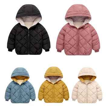 

Down Coat Jacket Boys Winter Infant Clothes Hooded Coat Boys Girls Windbreaker Overcoat Zipper Thick Velvet Jacket Outwear Coat