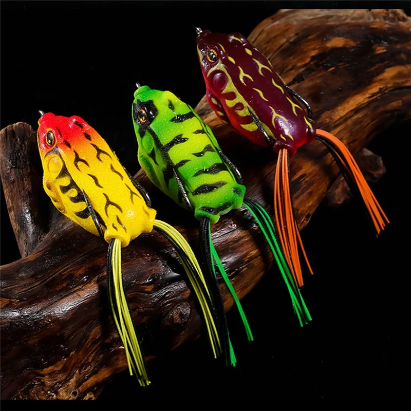 55mm 12g Top Mine Frog-shaped Crank Rocker For Fishing Soft Bait Plastic Fishing Foam Soft Bait With Artificial Treble Hook