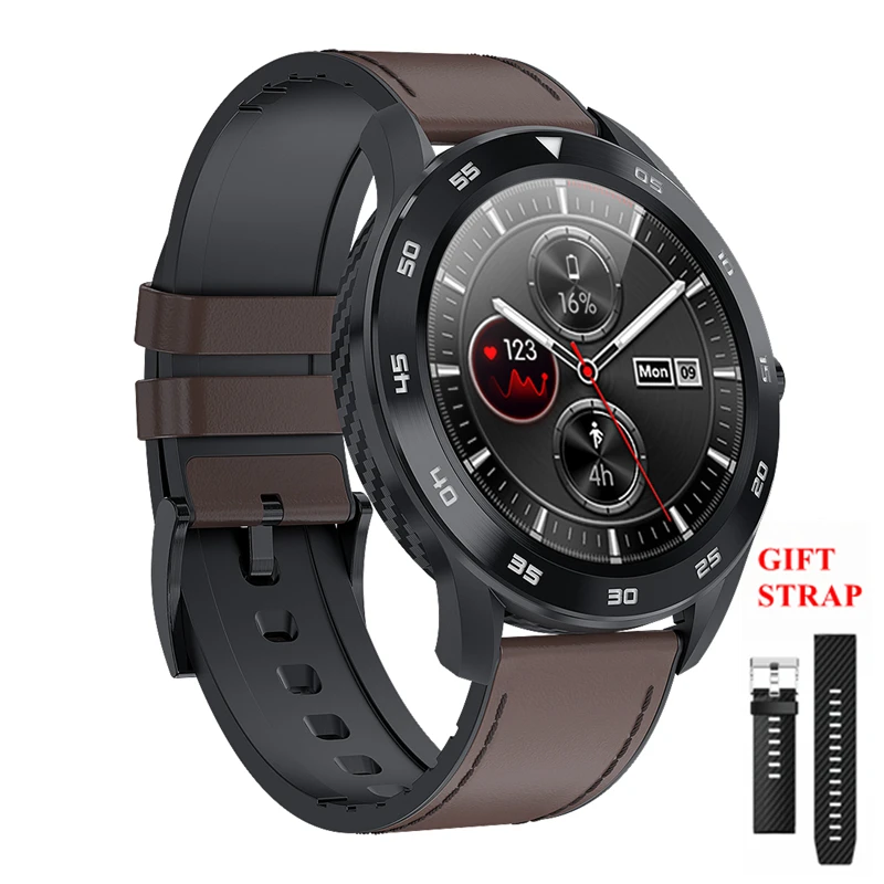 dark brown leather UTELITE DT98 Bluetooth Вызов Смарт часы для мужчин IP68 Водонепроницаемый PPG сердечного ритма приборы для измерения артериального давления для huawei Xiaomi телефон - Цвет: dark brown leather