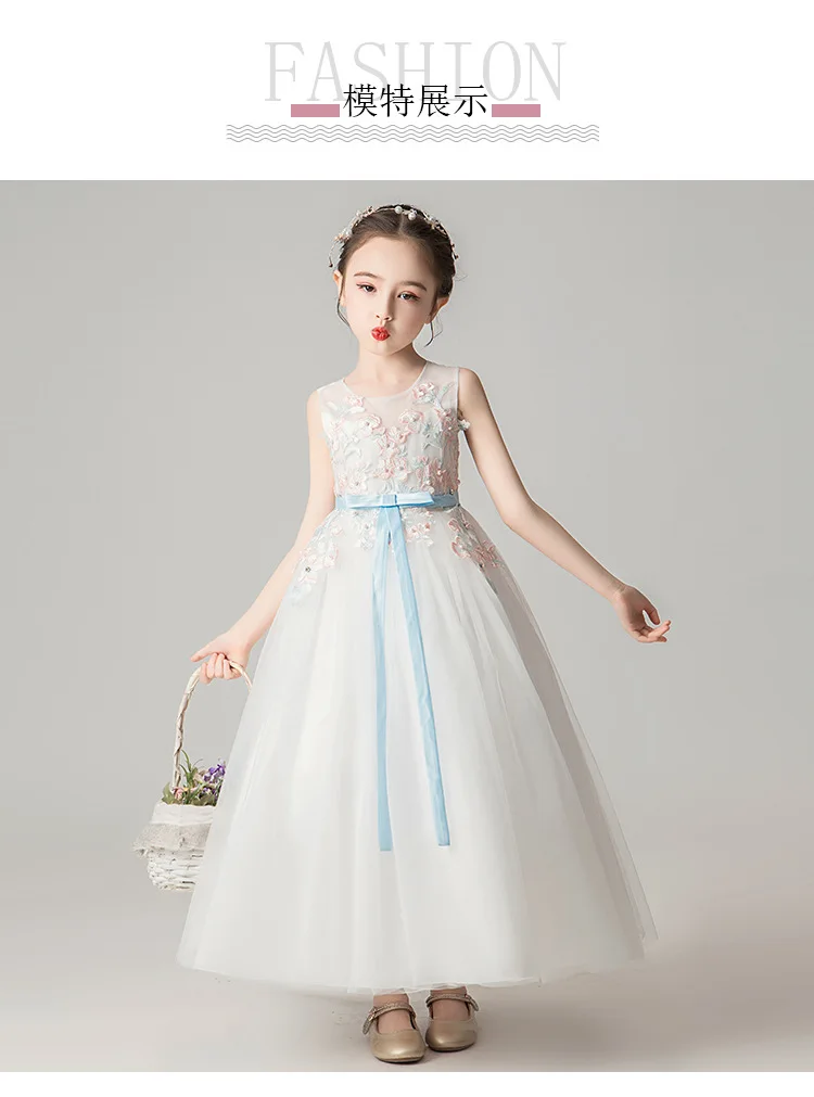 Пышные кружевные вечерние платья с цветочным узором для девочек; платье принцессы для первого причастия; костюм-пачка для малышей; одежда для детей; бальное платье для девочек