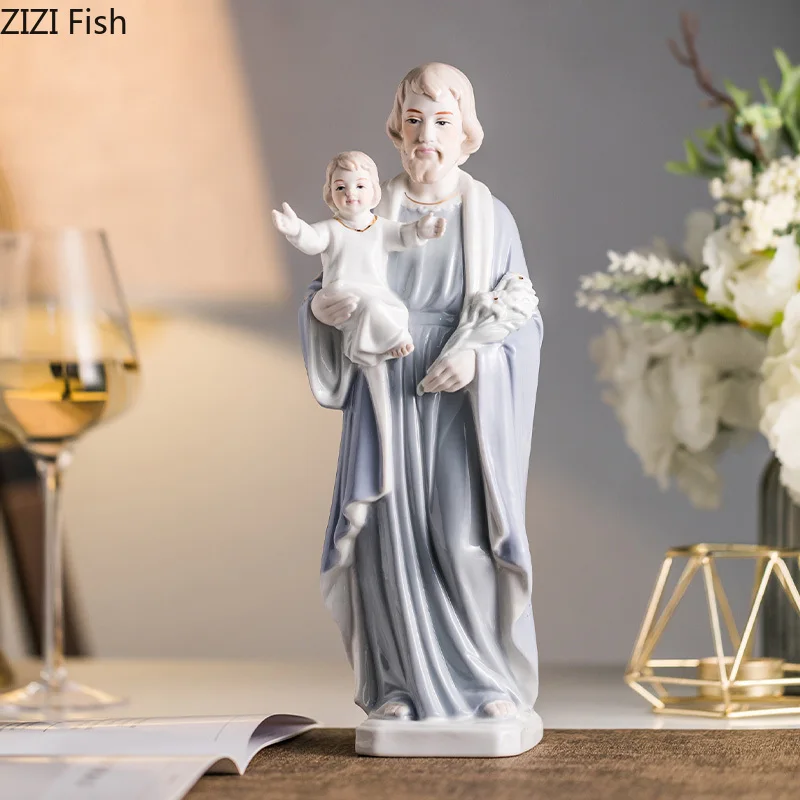 

Christian Ceramic Figure Sculpture Ceramic Handicraft Ornaments Catholicism Statue of Jesus Family Church Home Decoration Gifts