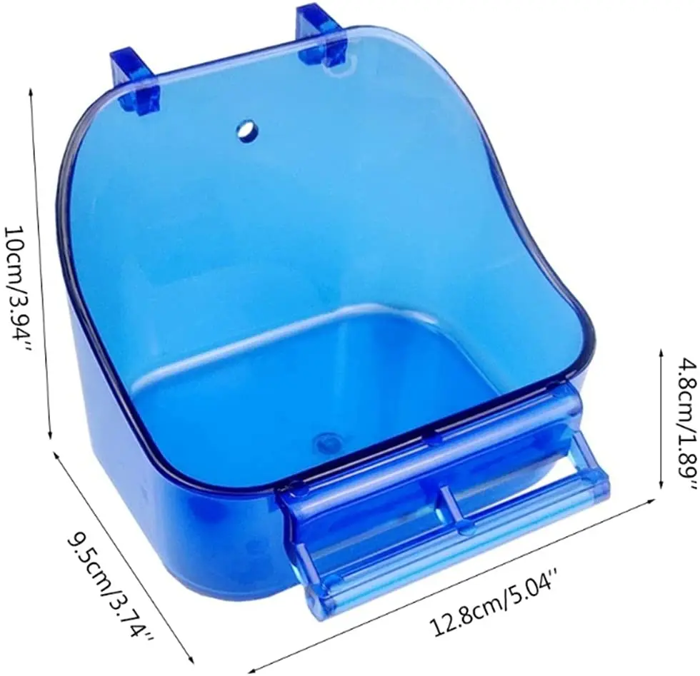 Pet Bath Box Caged Parrot Bathing Tub Bird Cage Accessory Bathing Tub Bath for Small Birds Canary Budgerigar Lovebirds(Blue)