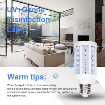 

UV 12W UV Germicidal Lamp Disinfection Bulb UVC Led Corn Light Bulb E27 Household Remote Control Ozone Disinfection Light Bulb