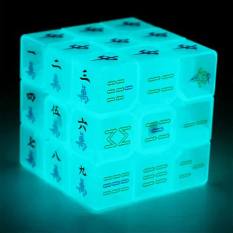 Светится в темноте, скоростной кубик, 3x3x3 маджонг узор куб игрушка-головоломка прозрачный