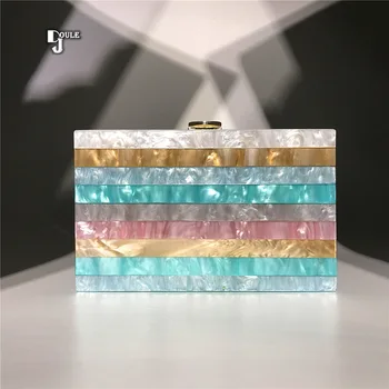 

Women's Striped Mosaic Evening Bag Acrylic Striped Mosaic Box Women's Bag