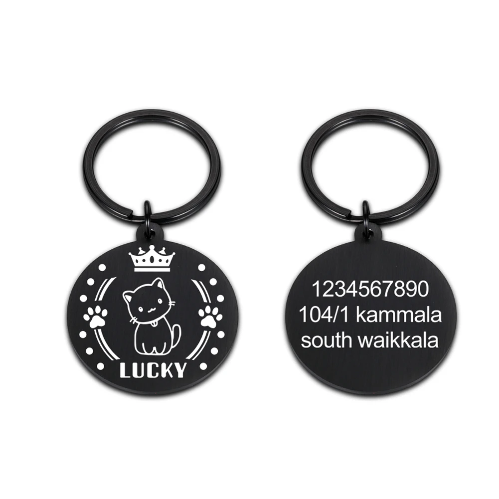 Personalized Cats Dogs ID Tags Flower Wreath Custom for Small and Large Pet Collar Accessories Name Charm Engraved Double Sided 