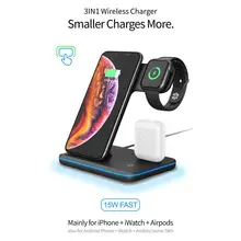 15 Вт Qi Беспроводной Зарядная база 3-в-1 Смарт Беспроводной Зарядное устройство для наручных часов Apple Watch, ВЫСОКАЯ ЧЁТКОСТЬ, быстро заряжающийся мобильный телефон, аксессуары