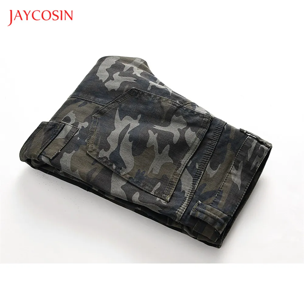 Jaycosin новые модные мужские Джинсы Стрейчевые повседневные мужские камуфляжные джинсы облегающие джинсы-карандаш джинсовые брюки мужские брюки с карманами