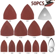 50 pçs mix lixa kit de papel + 2 pçs almofada de lixa oscilante multi-ferramenta lixa triângulo oscilante almofadas lixa ferramentas elétricas