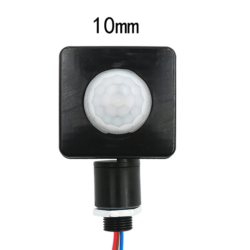 Black 10mm Ультратонкий Светодиодный светильник с датчиком движения PIR, водонепроницаемый, открытый, 5 светодиодный, регулируемый датчик движения - Цвет: Black 10mm