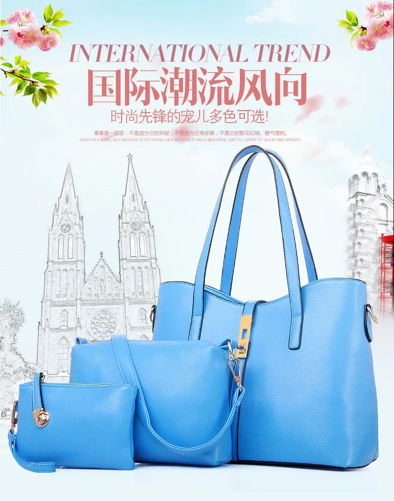

2016 New Style Fashion Commuting WOMEN'S Bag Different Size Bags Three-piece Set Simple Hand Shoulder Large Bag