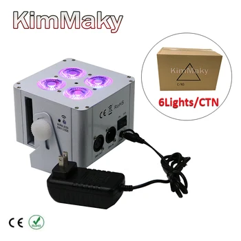 

6pcs/carton 4x18w led battery uplight RGBWA+UV 6in1 wireless battery powered led uplights