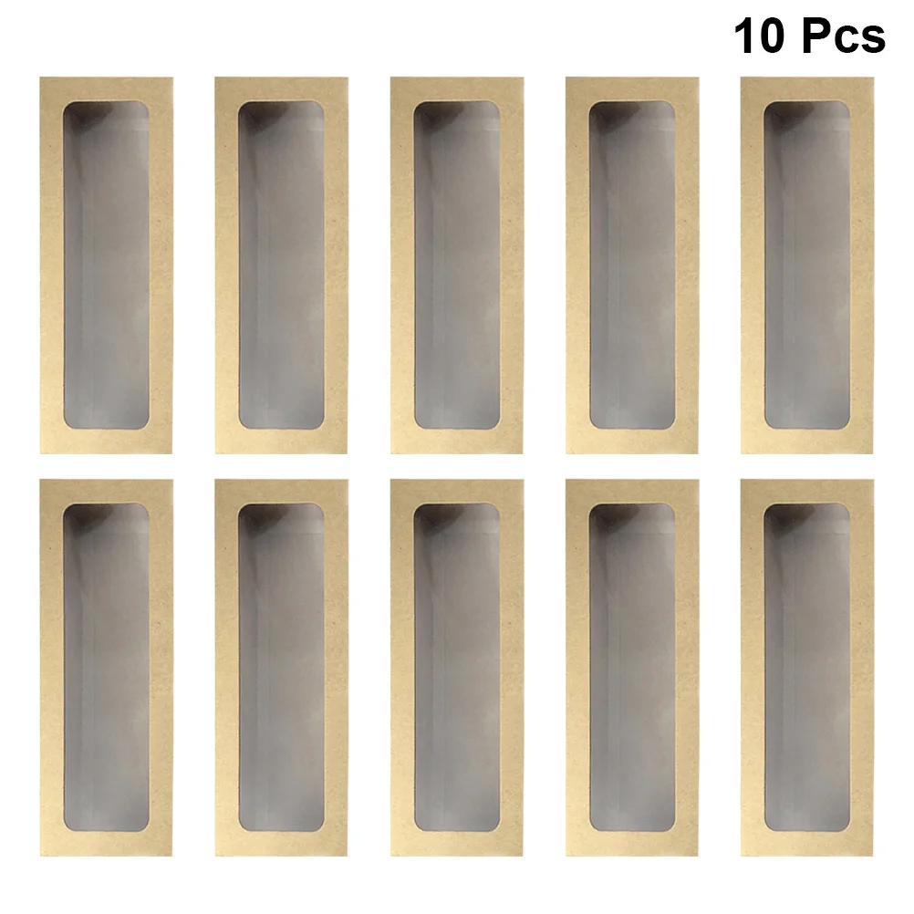 Kraft Paper Color 10 шт бумажная Подарочная коробка посылка с прозрачным ПВХ окном Швейцарский рулон бумажная коробка для торта длинные коробки для торта десерта прозрачная упаковочная коробка для выпечки - Цвет: Kraft Paper Color