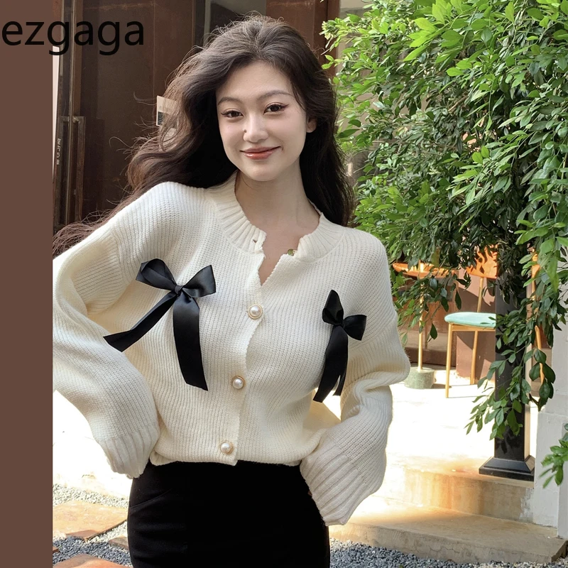 Женский трикотажный кардиган Ezgaga осенне-зимний Свободный Повседневный Кардиган