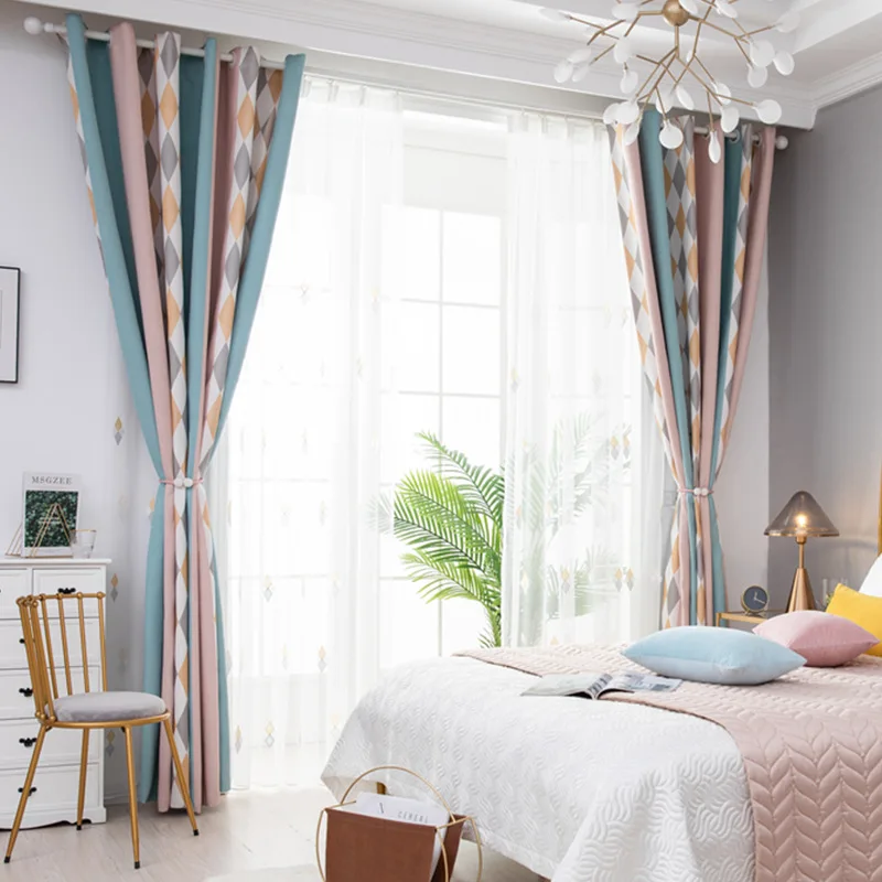 

Jacquard Nordic Curtains with Cotton Hemp Window Shading Cloth Chenille Curtains for Livingroom and Bedroom European