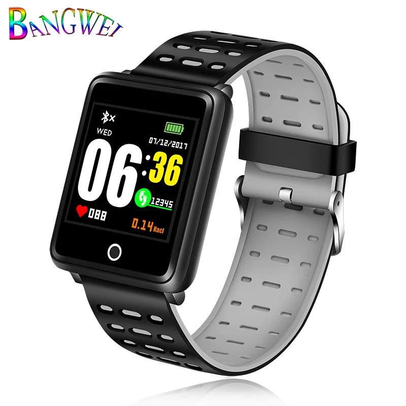 gray LIGE New Smart Watch Men Women Waterproof Sports Bracelet Heart Rate Monitor Blood Pressure Bluetooth For IOS Android+Box - Color: gray