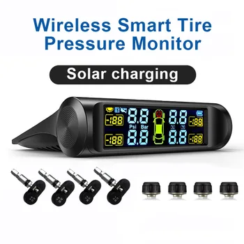 

solar Power TPMS Car Tire Pressure Alarm Monitor System Auto Security Alarm tire pressure monitoring system Temperature Warning