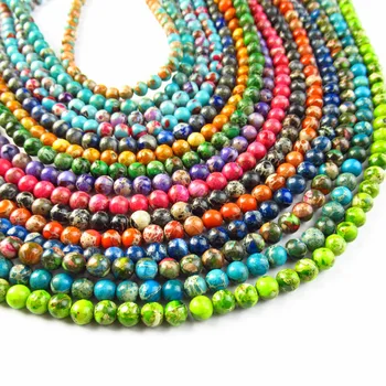 

6mm Mixed Colour Sea Sediment Jaspers Round ball Loose Bead 15.5 inch
