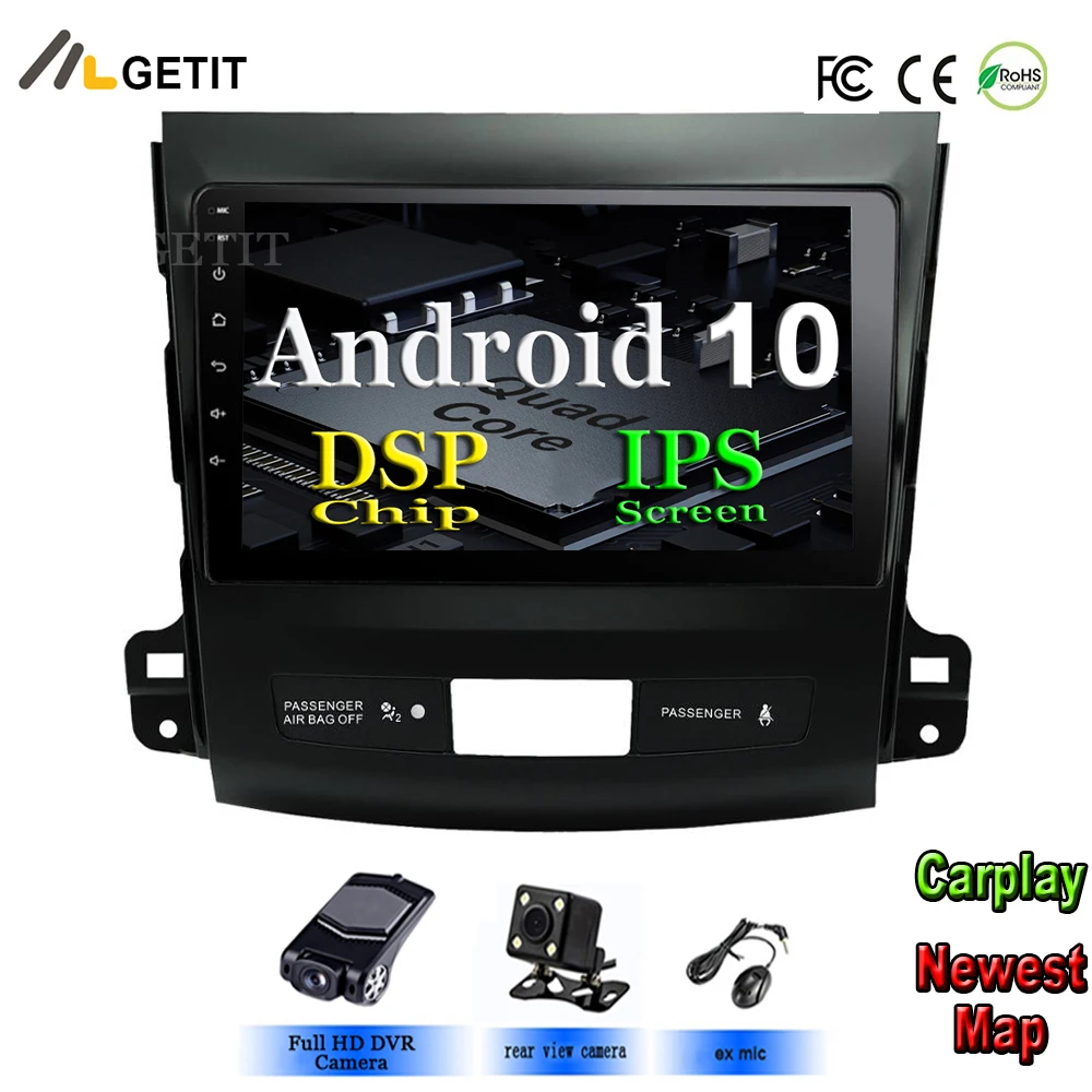 DSP ips android 10 автомобильный dvd gps мультимедийный плеер для Mitsubishi Outlander xl 2 Автомобильный dvd Навигатор Радио Видео Аудио плеер 4007