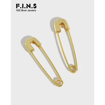 

F.I.N.S Korean S925 Sterling Silver Earrings INS Simple Pin Shape Earrings Punk Two-tones Silver 925 Stud Earrings Fine Jewelry