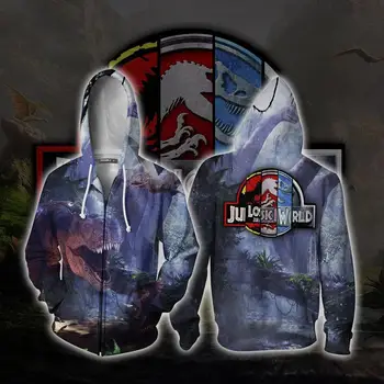 

Jurassic World Tyrannosaurus Costumes 3D Print Dinosauria Hoodies Sweatshirts Fashion Zipper hooded Jacket clothing Cosplay