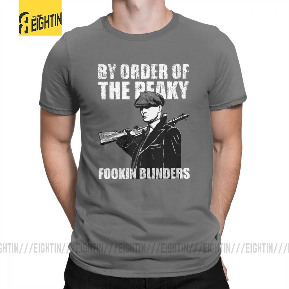 Футболки The Peaky Fookin blinds, хлопок, короткий рукав, круглый вырез, одежда для мужчин, футболки, винтажные, уникальные, 4XL, футболка - Цвет: Темно-серый