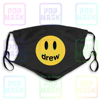 

Ins New 19Ss Drew House Happy Face Justinbiebercartoon Casual Washable Reusable Mask with 2Pcs PM2.5 Filters 5 Layers