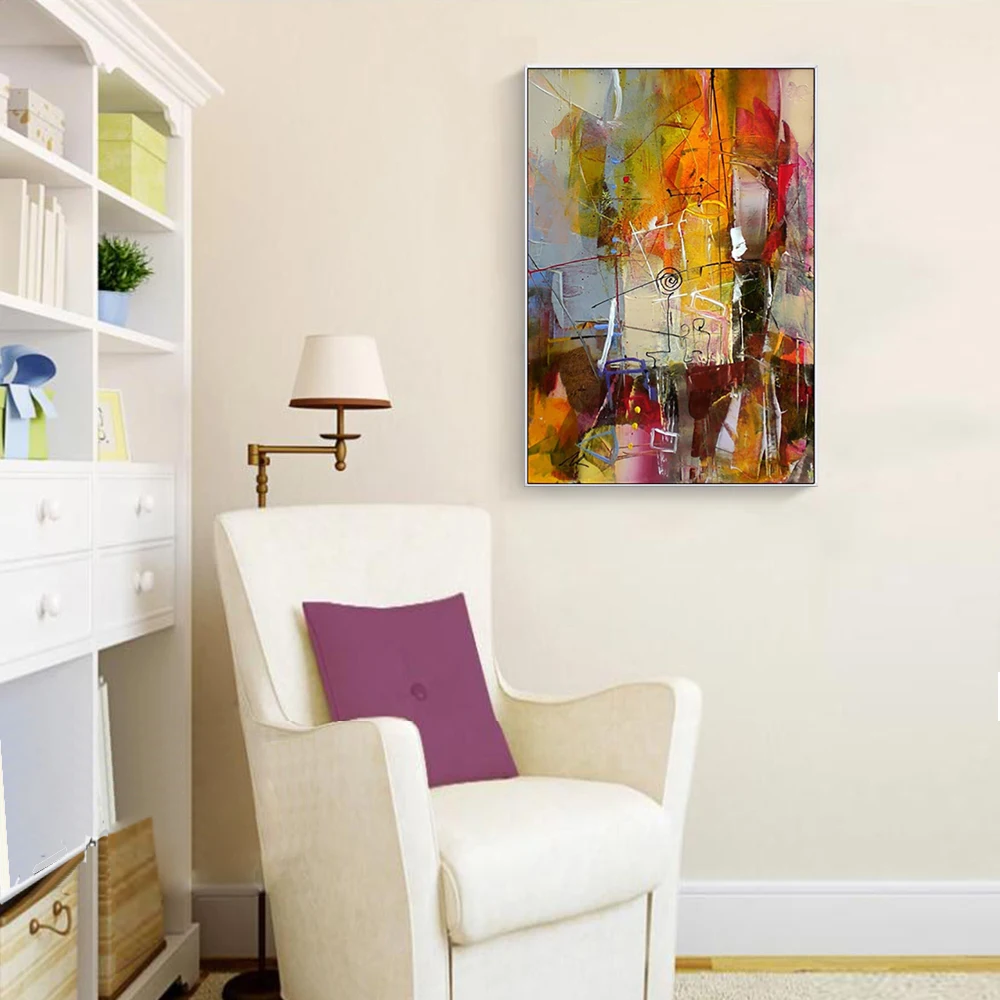

Handmade Abstract Colourful Oil Paintings On Canvas For Salon Home Decoration Hand Painted Modern Wall Art Pictures UnFramed